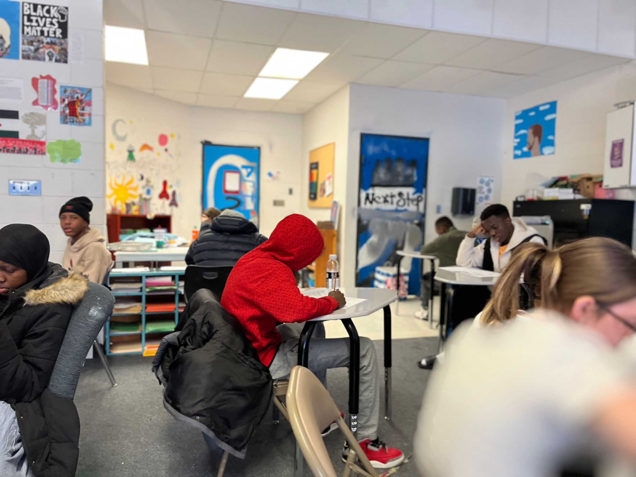 Student learning to drive with instructor
