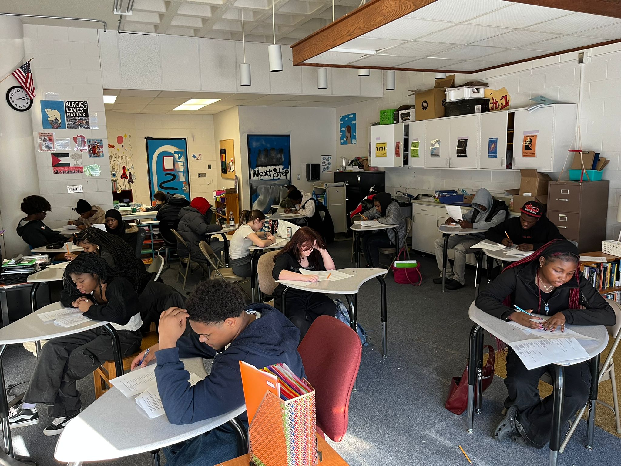 Diverse group of students learning to drive at Motion Drivers Ed